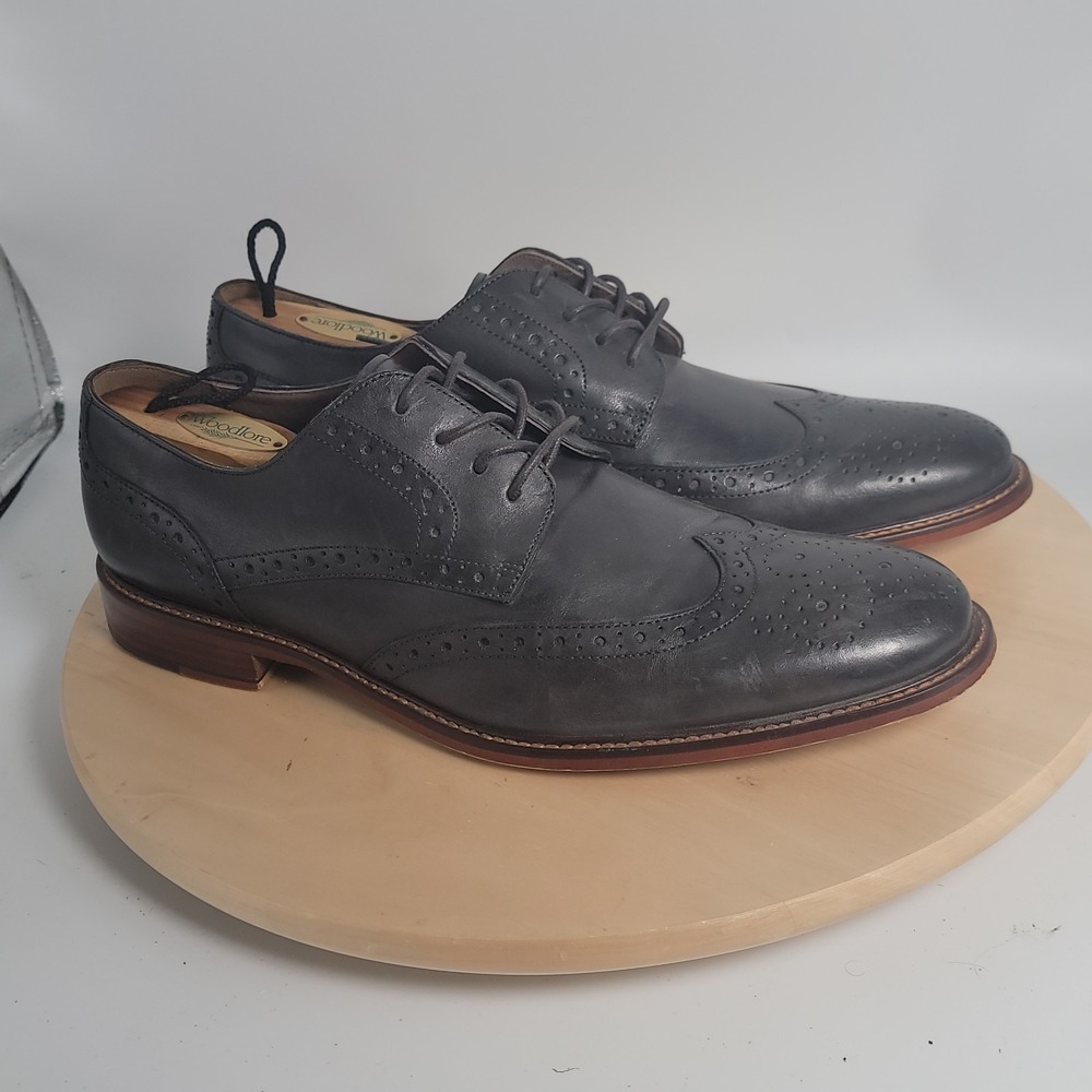 Joseph Abboud Mens Blue Leather Wingtip Oxford Dress Shoes Brogue Size 11